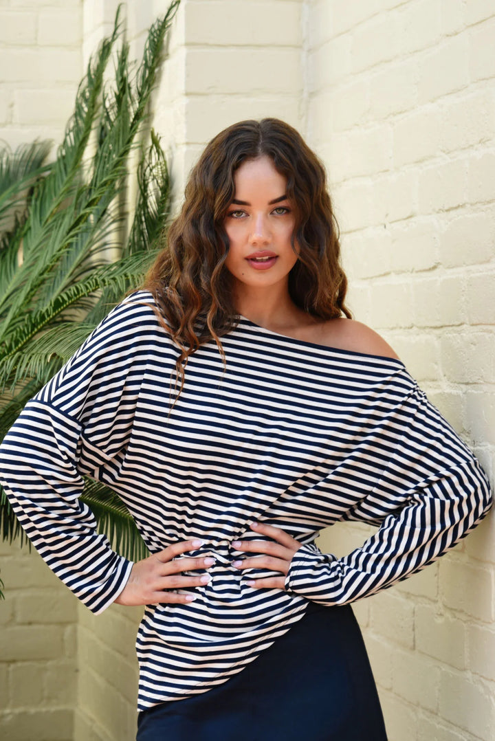 Double Agent Top | Navy Stripe