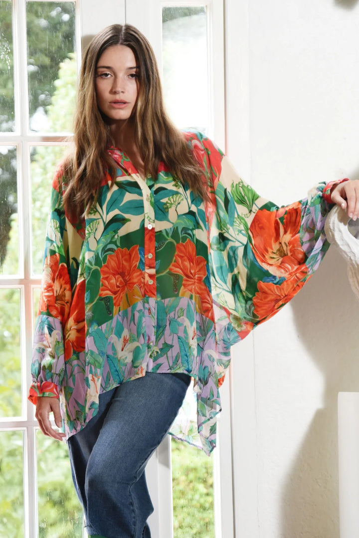 Billow Party Shirt | Stripe Floral
