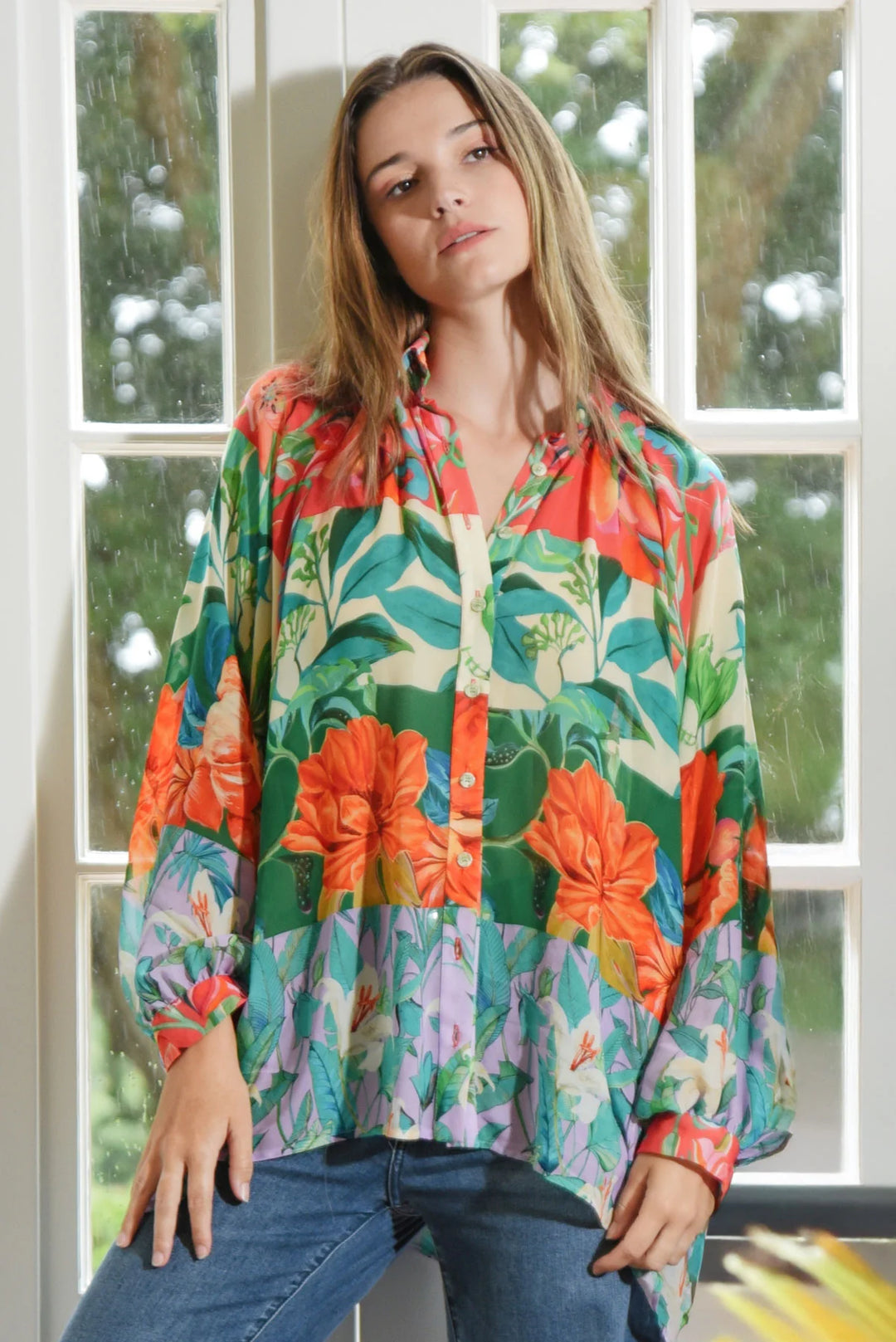 Billow Party Shirt | Stripe Floral
