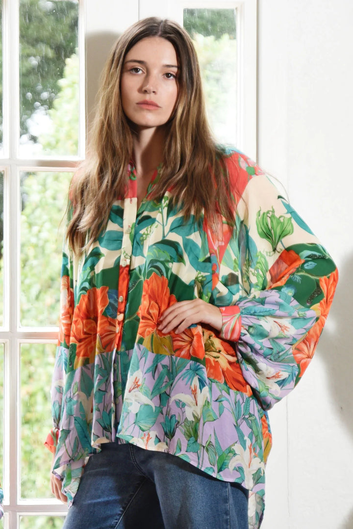 Billow Party Shirt | Stripe Floral