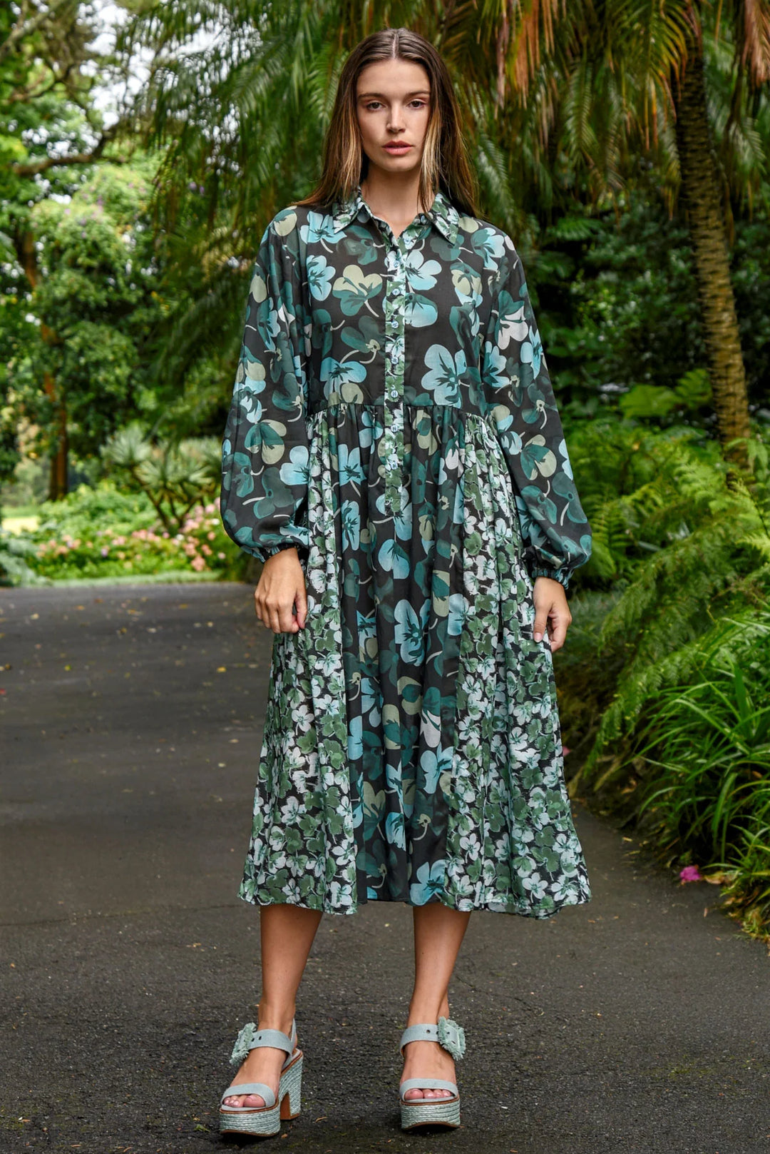 One For The Books Dress | Green Floral