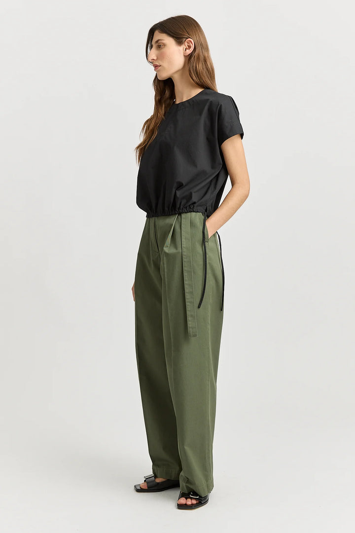 Cotton Drawstring Top | Black