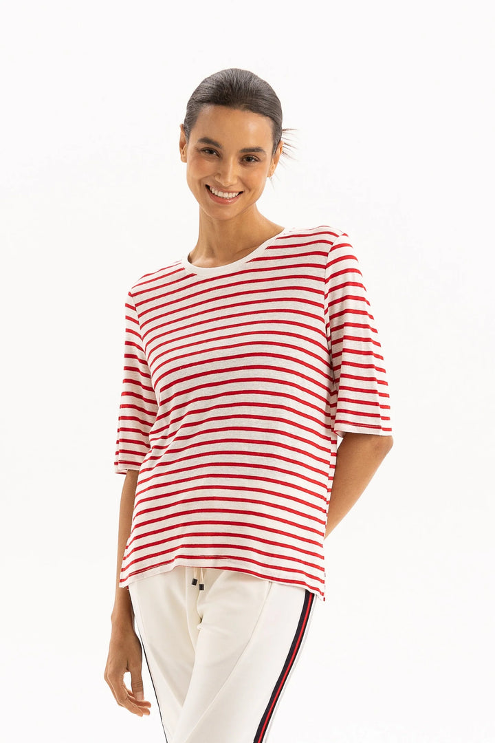 Linen Tee | Red Stripe