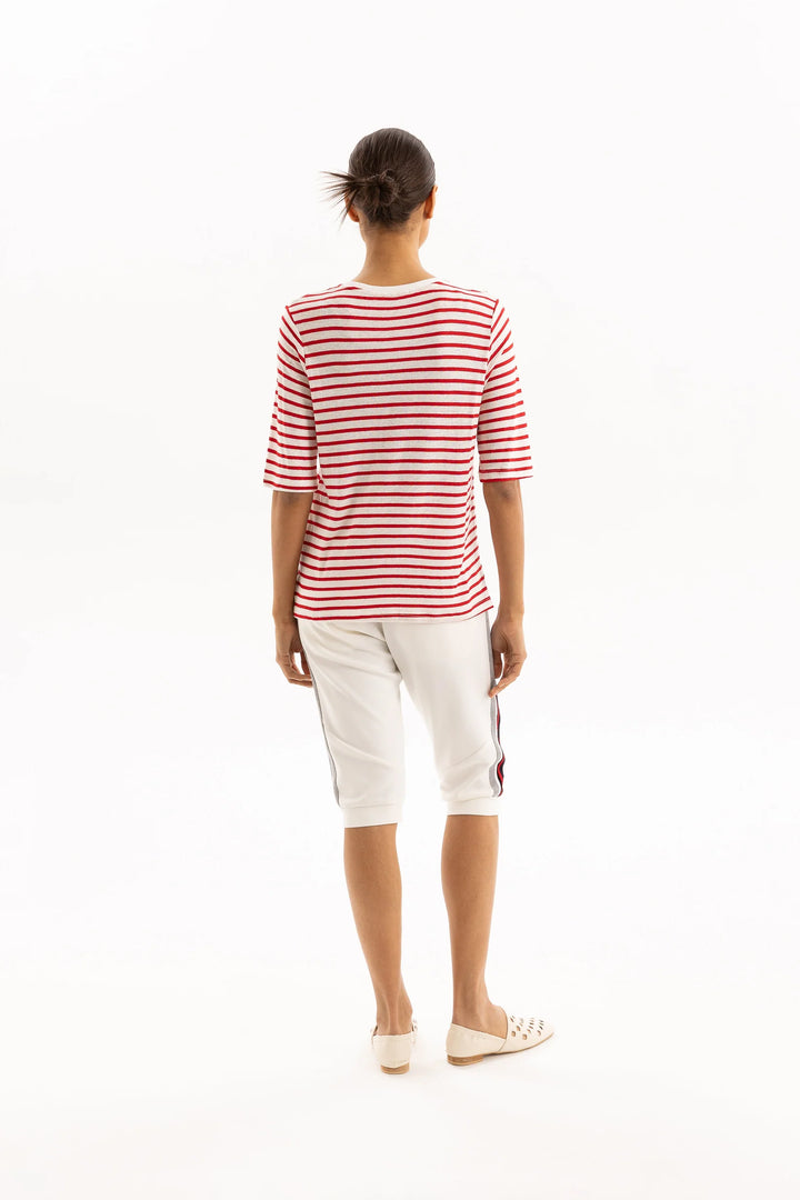 Linen Tee | Red Stripe