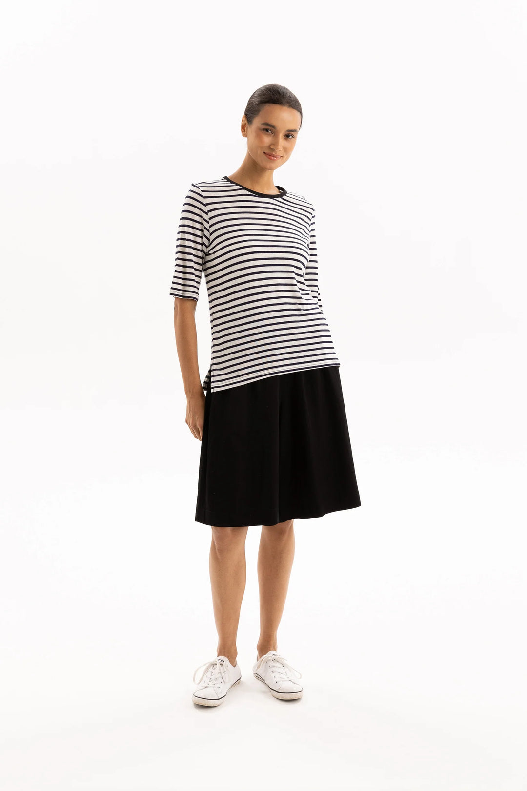 Linen Tee | Navy Stripe