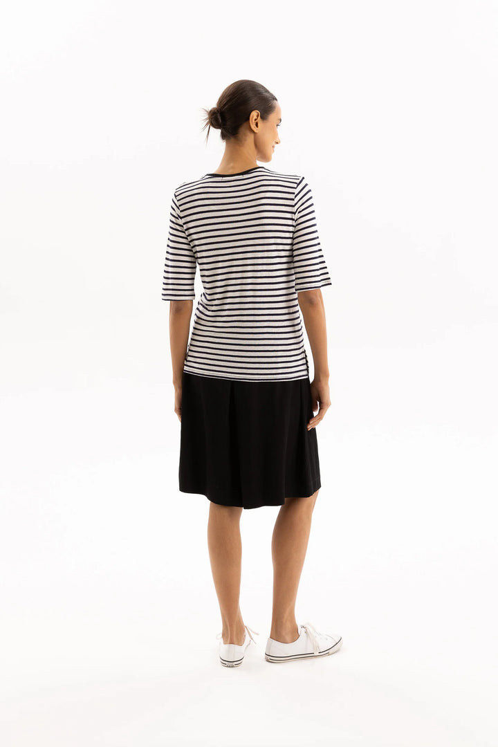 Linen Tee | Navy Stripe
