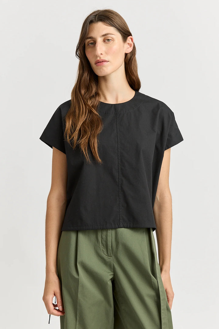 Cotton Drawstring Top | Black