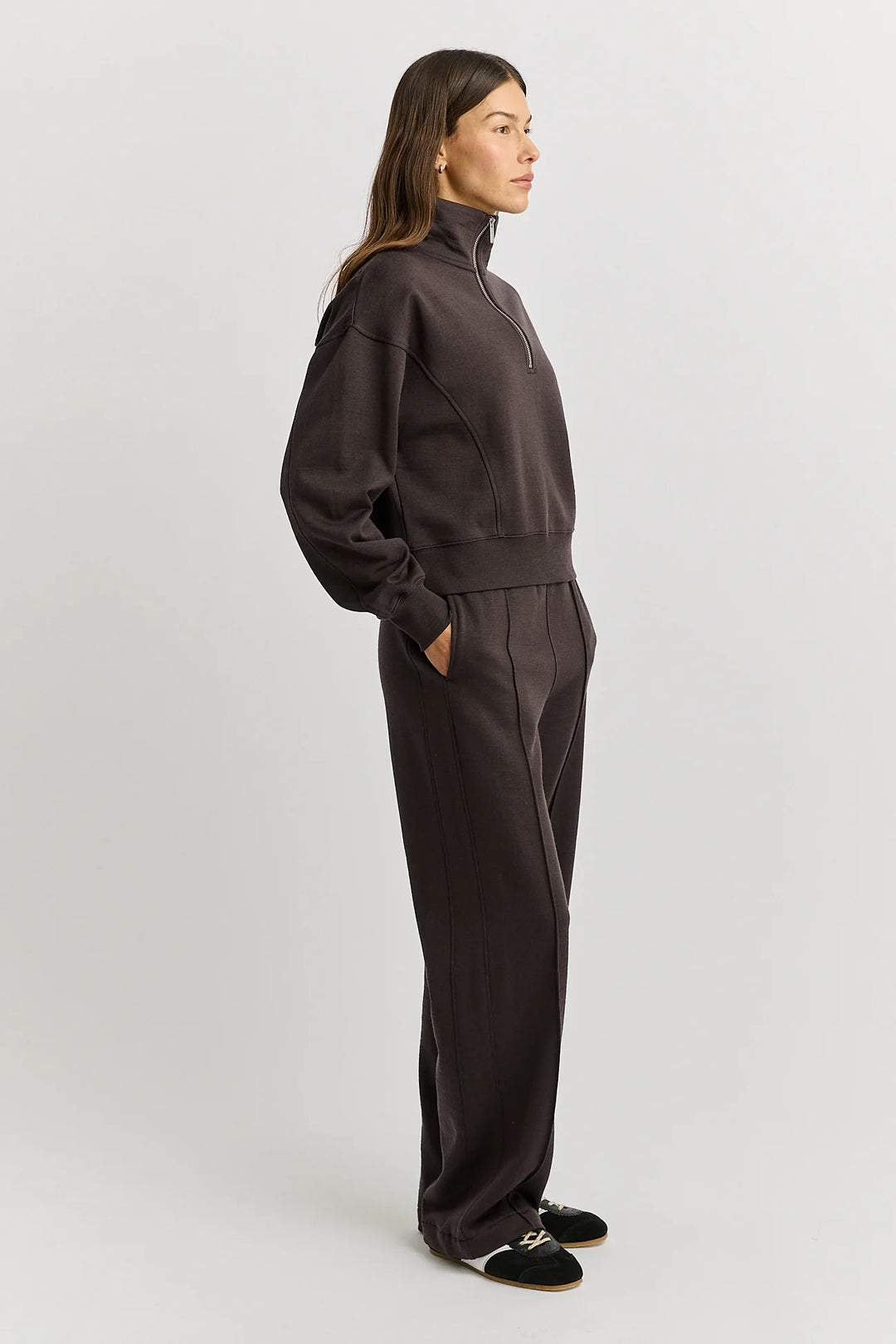 Lounge Cropped Zip Jumper | Date