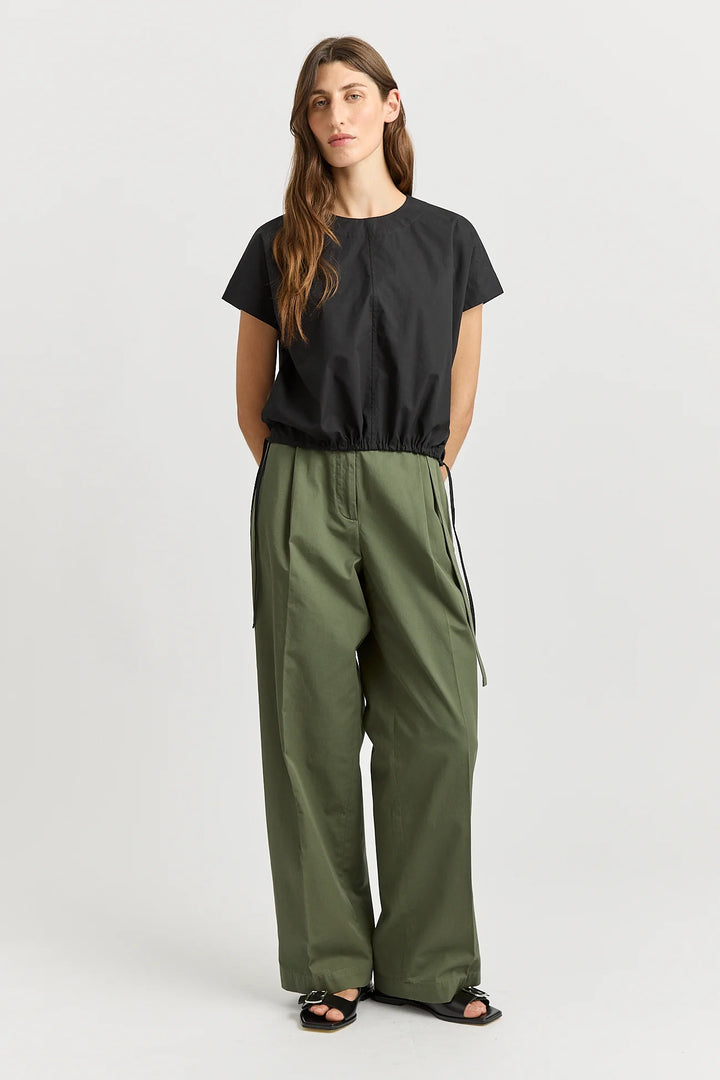 Cotton Drawstring Top | Black