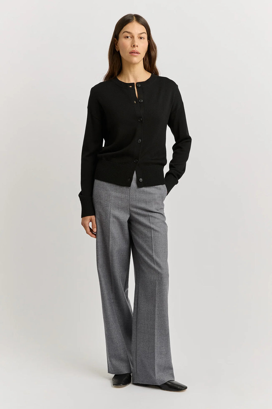 Fine Knit Cardigan | Black