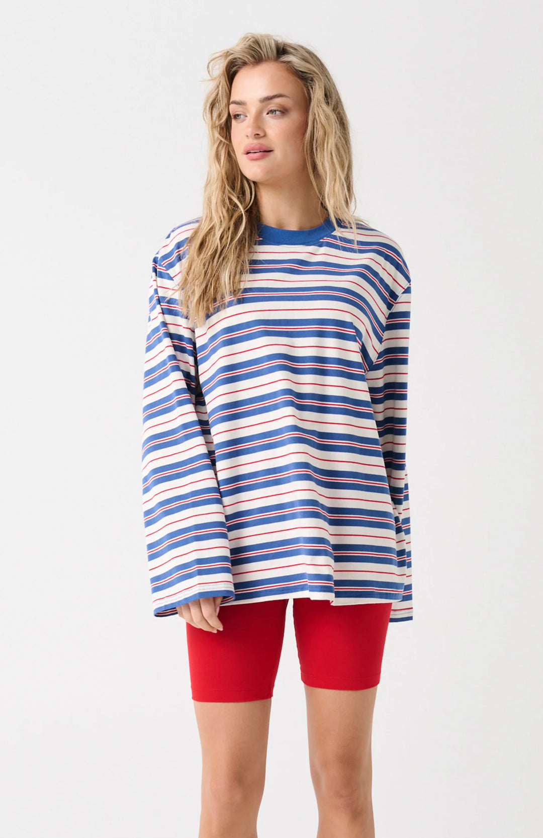 Carter Long Sleeve | Red/Slate Stripe
