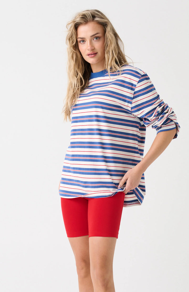 Carter Long Sleeve | Red/Slate Stripe