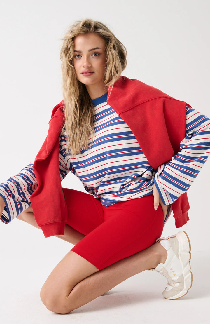 Carter Long Sleeve | Red/Slate Stripe