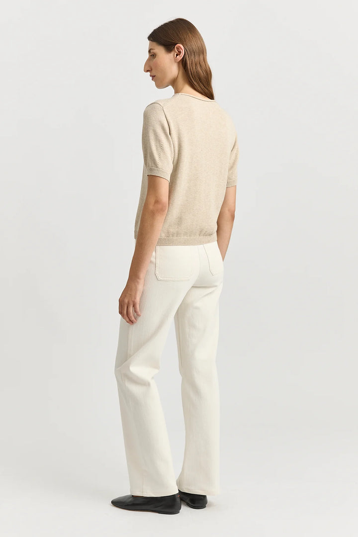 Short Sleeve  Knit Top | Jute