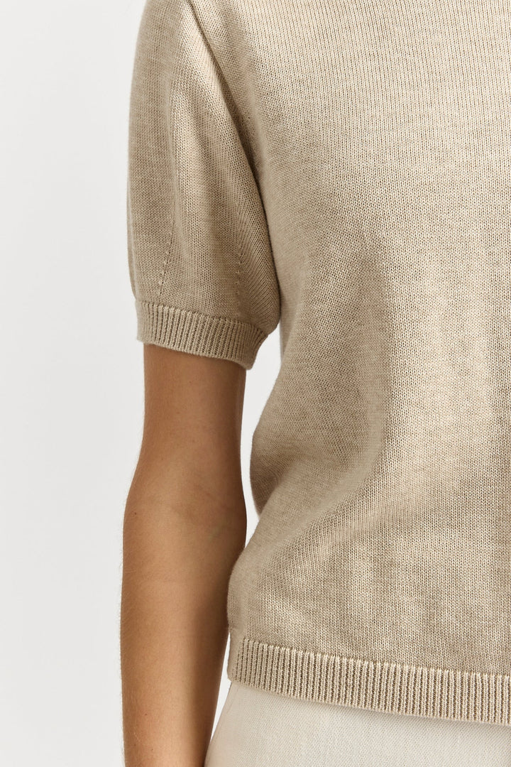 Short Sleeve  Knit Top | Jute