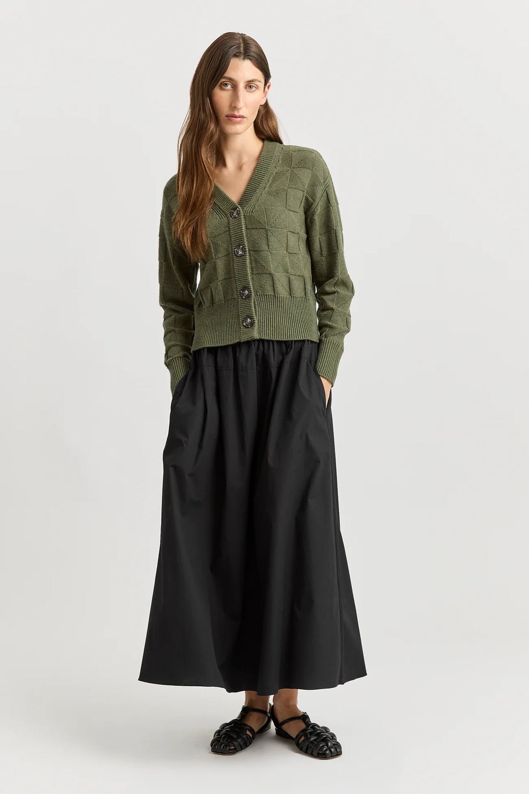 Tile Stitch Cardi | Olive