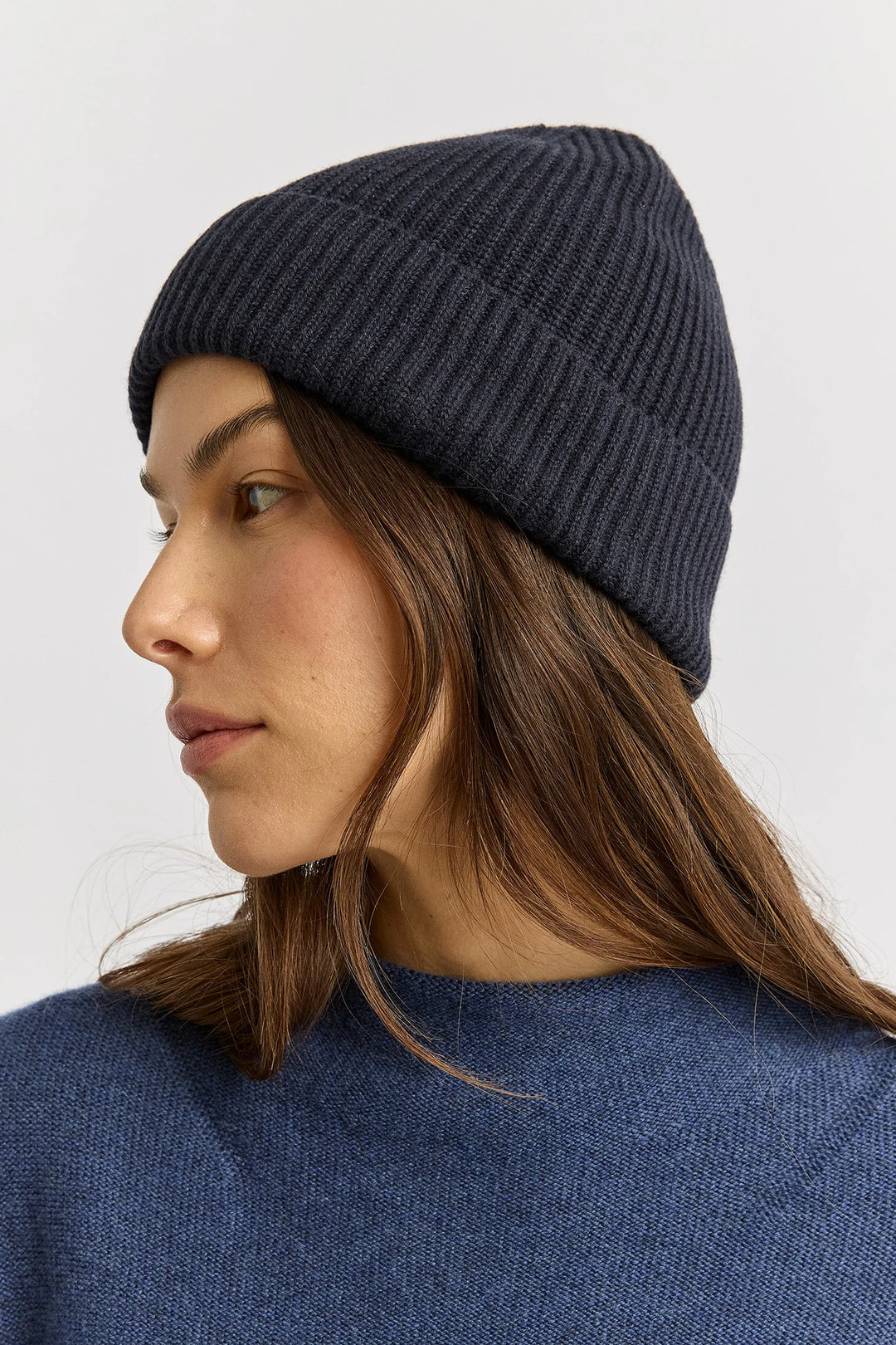 Fine Rib Beanie | Navy