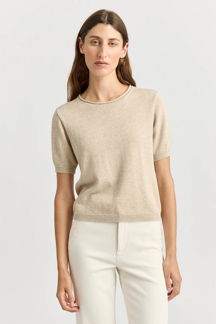 Short Sleeve  Knit Top | Jute