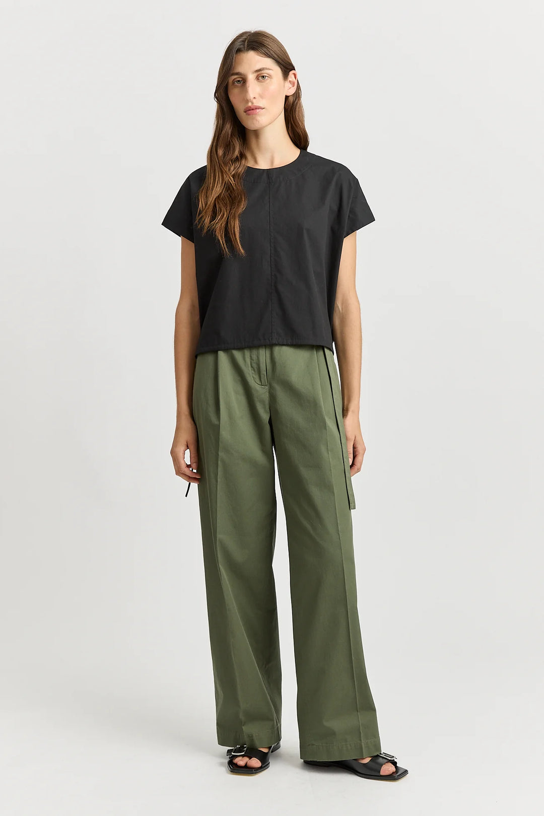 Cotton Drawstring Top | Black