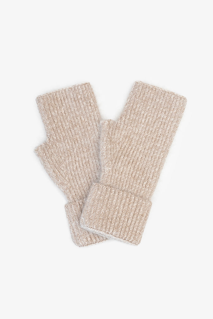 Eloise Fingerless Gloves | Oat/Gold