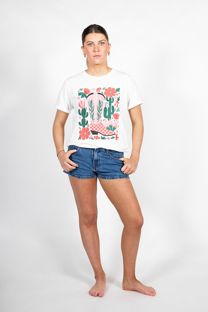 Boot’s All Tee | White Floral