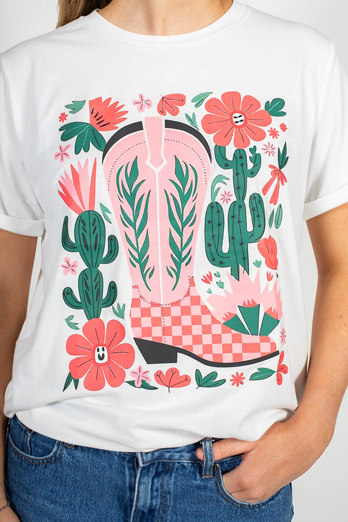 Boot’s All Tee | White Floral