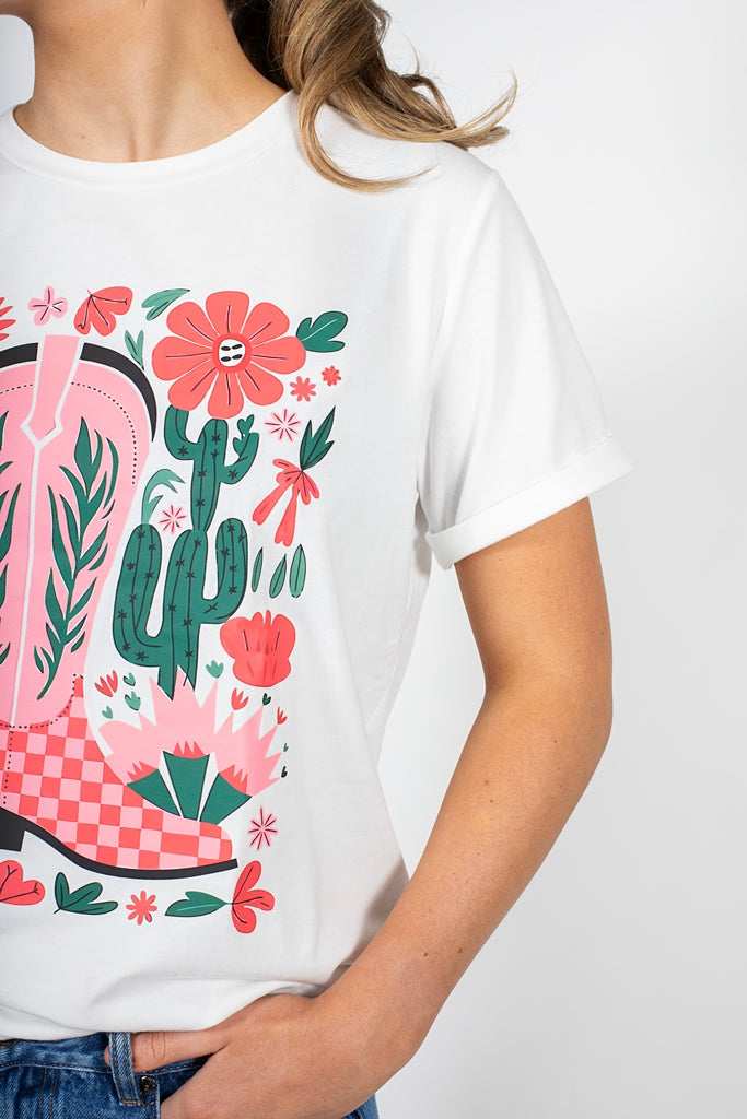 Boot’s All Tee | White Floral