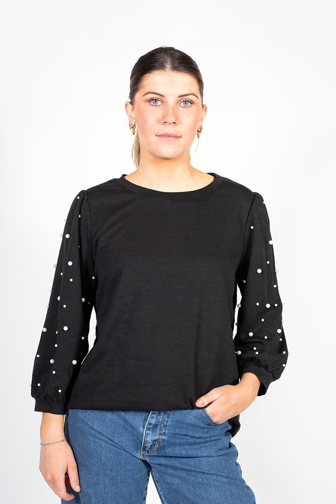 Midnight Sweater | Black With Pearls