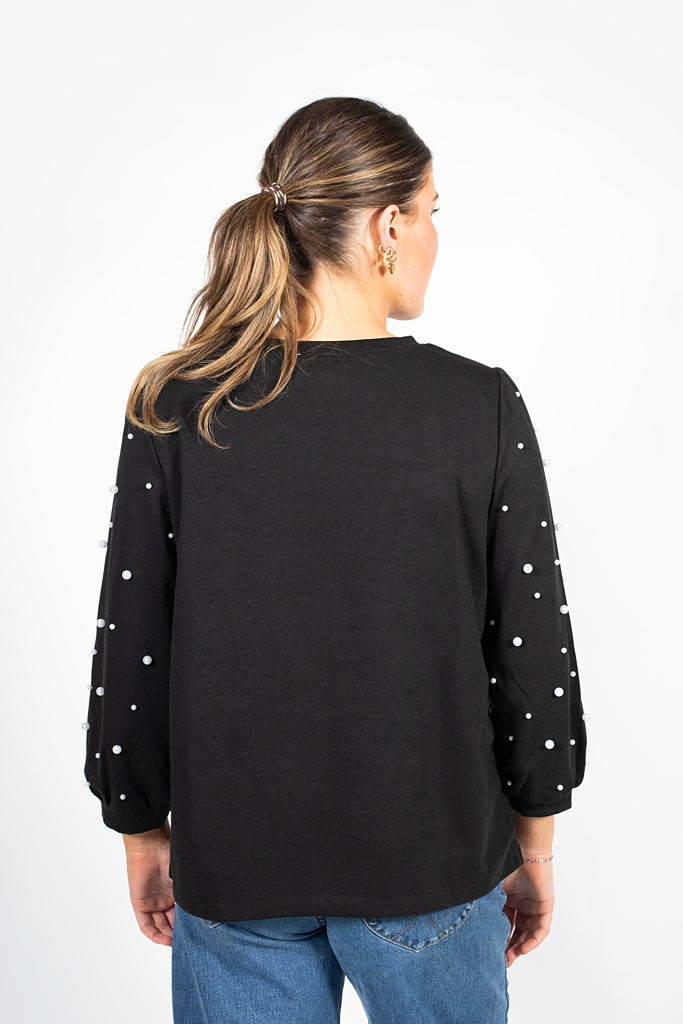 Midnight Sweater | Black With Pearls