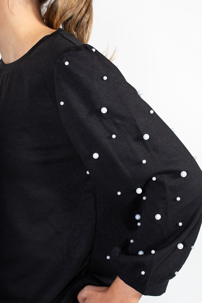 Midnight Sweater | Black With Pearls