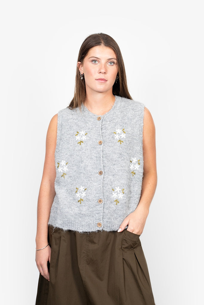 Maude Vest | Grey Flowers OSFM