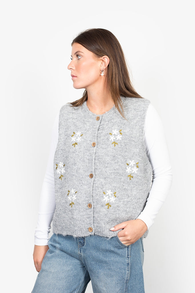 Maude Vest | Grey Flowers OSFM