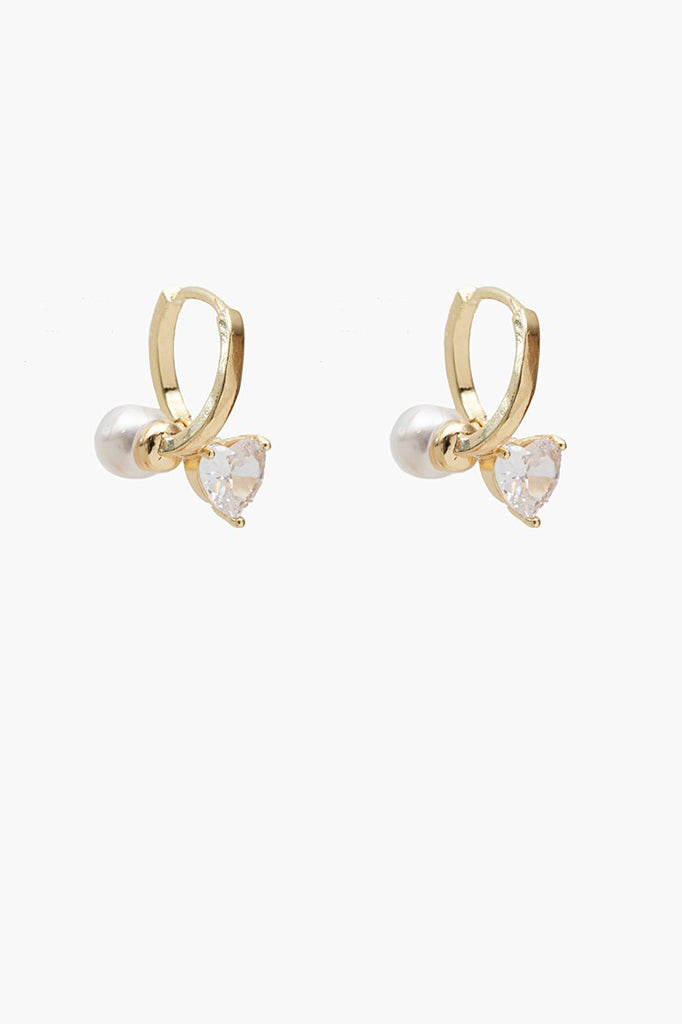 Heart & Pearl Huggie Earring