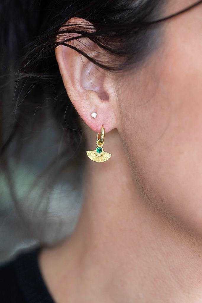 Gold Fan Huggie Earring