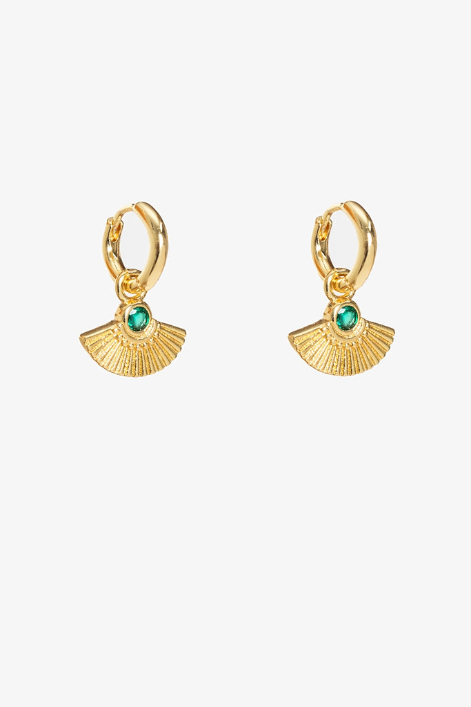 Gold Fan Huggie Earring