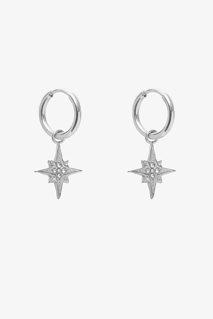 Stella Star Huggie Earrings | Silver