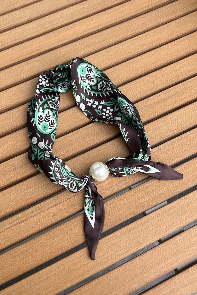 Pearl Bow Fasten Neck Tie | Cocoa Vine