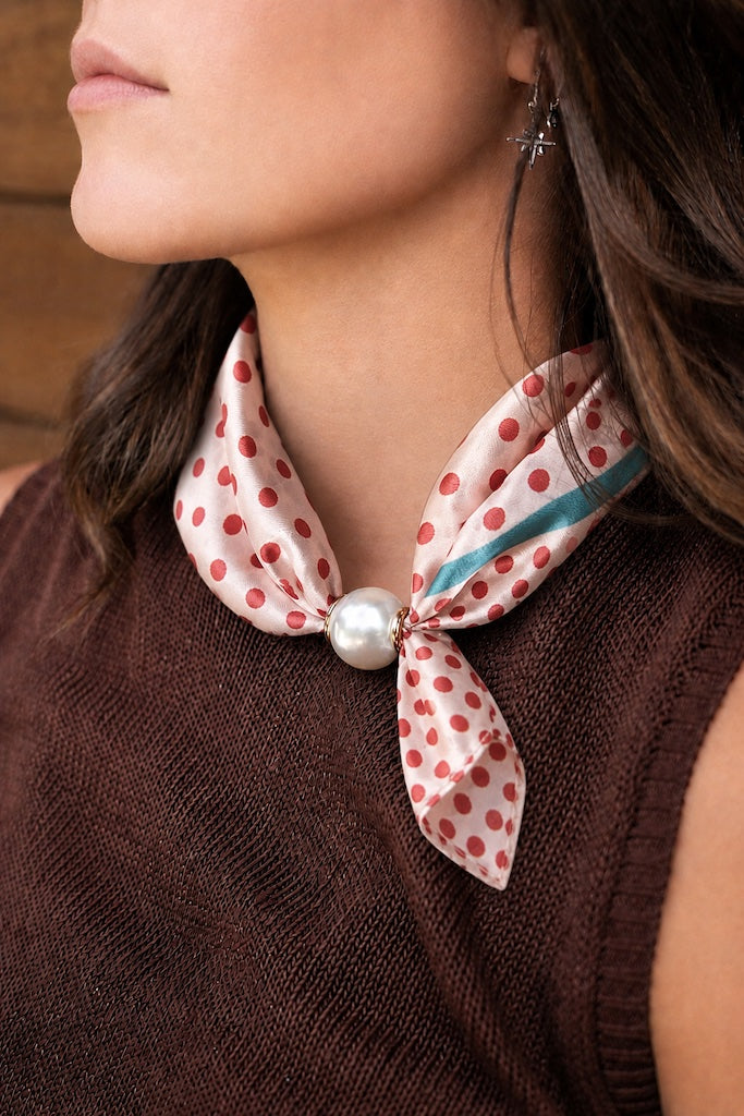 Pearl Fasten Necktie | Cherry Dot
