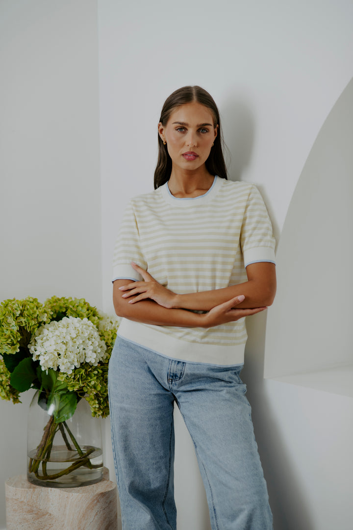 Stripe Tee | Butter/Ivory