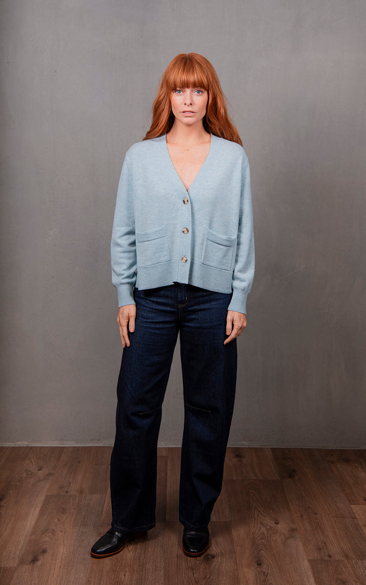 Vee Relaxed Cropped Cardi | Aquamarine