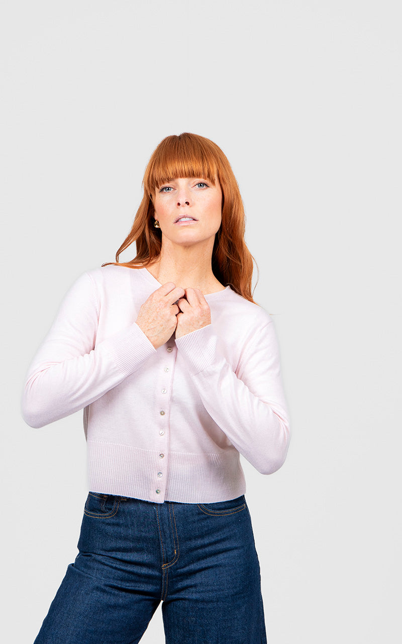 Marnie Cropped Cardi | Pale Pink