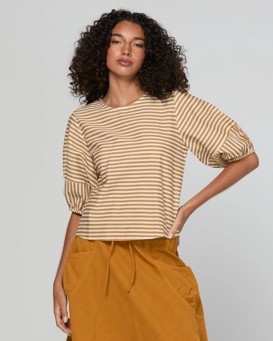 Ava Top | Mustard Stripe