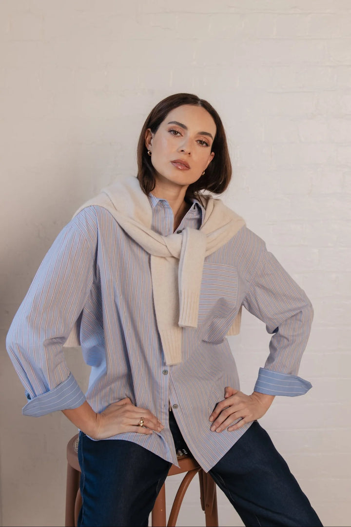 Benton Boyfriend Shirt | Blue Stripe