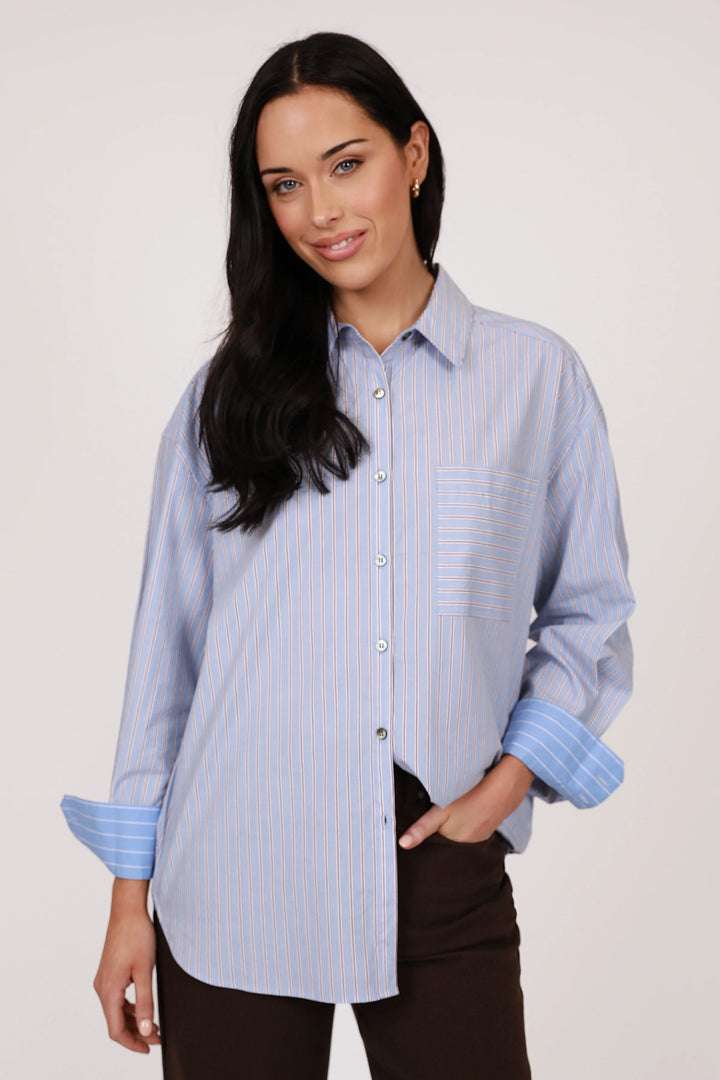 Benton Boyfriend Shirt | Blue Stripe