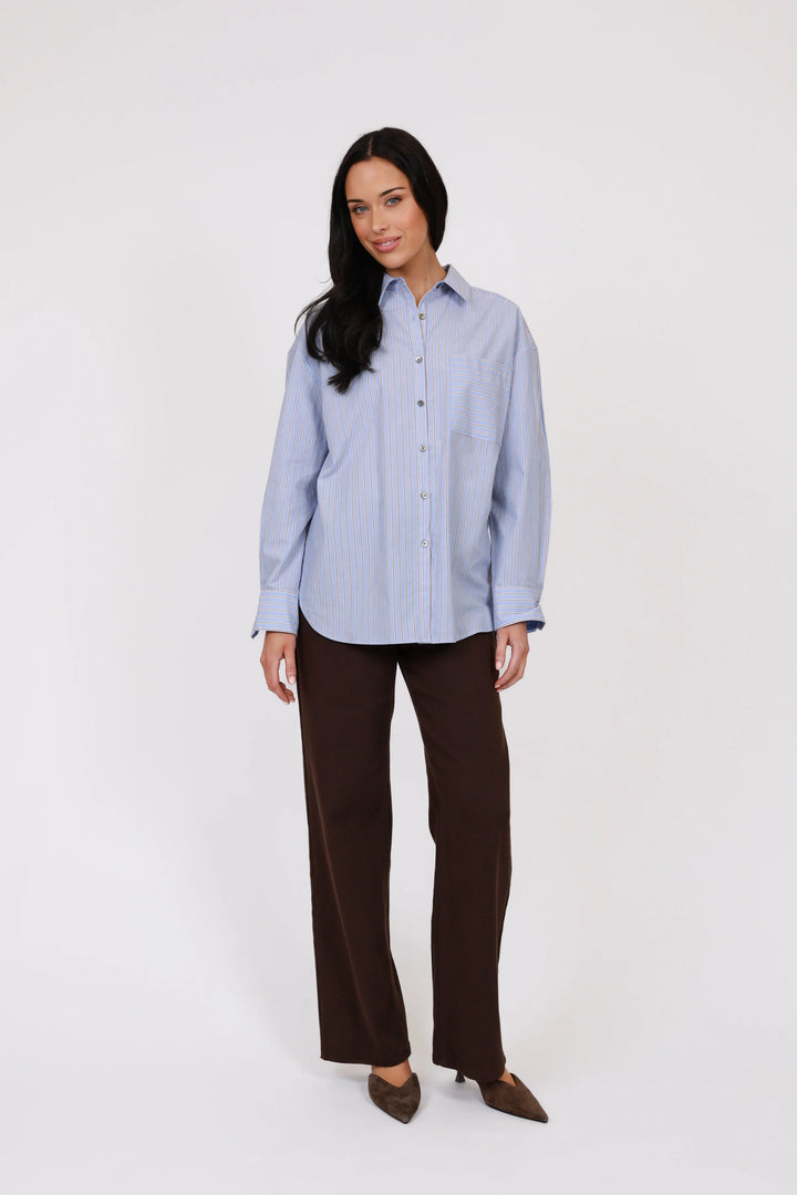 Benton Boyfriend Shirt | Blue Stripe