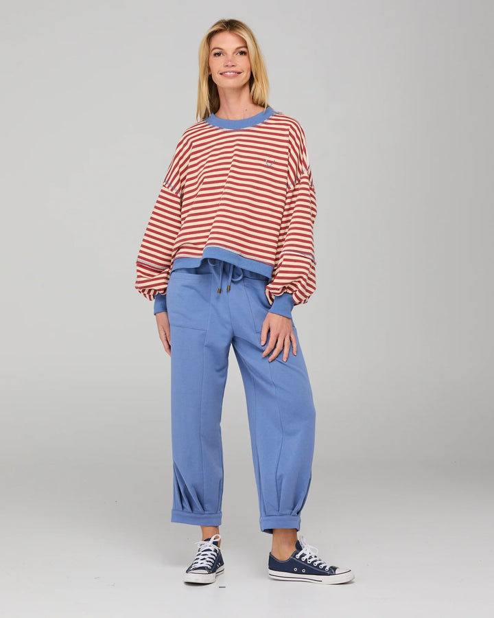 Guru Washed Sweater | Maroon Stripe