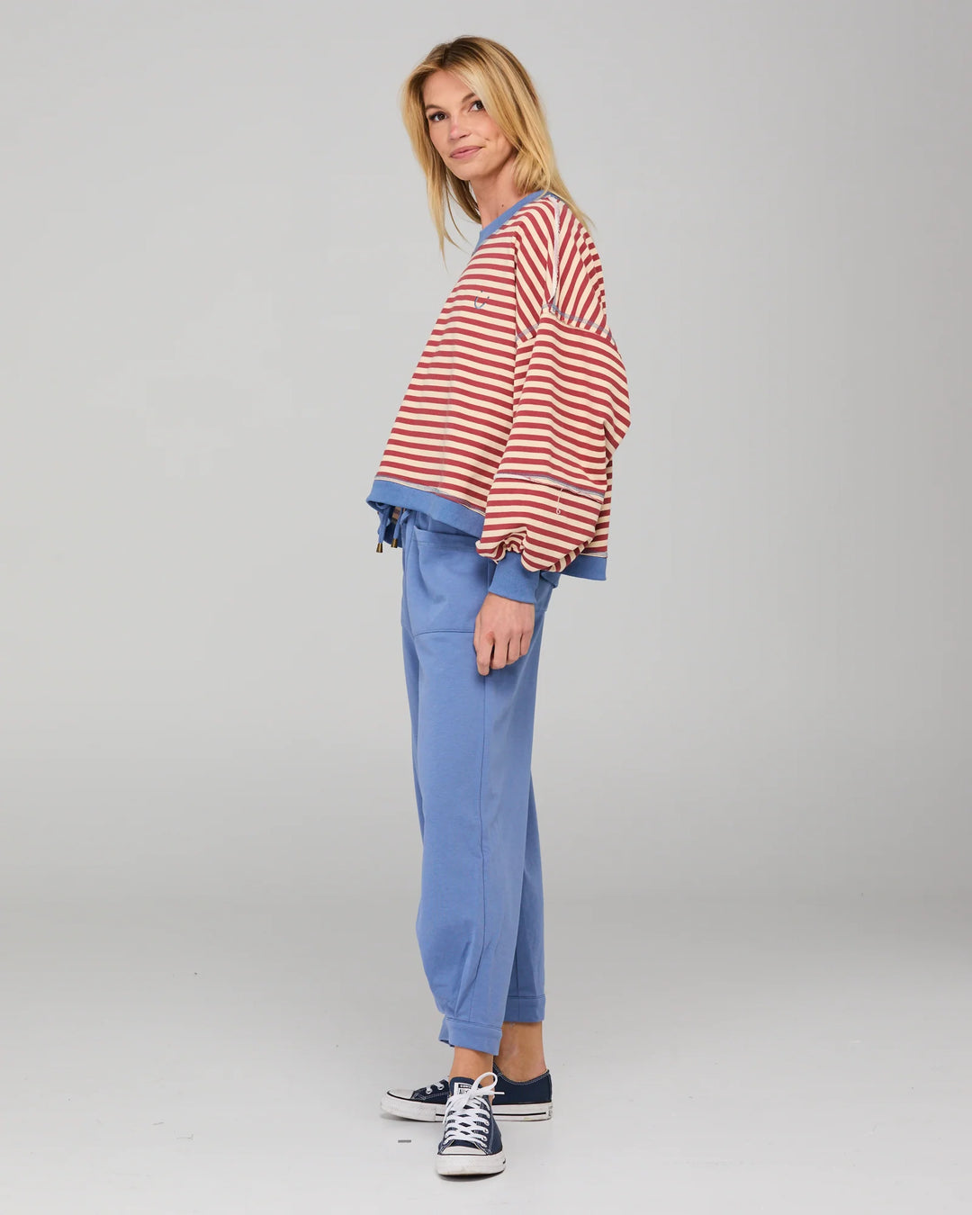 Guru Washed Sweater | Maroon Stripe