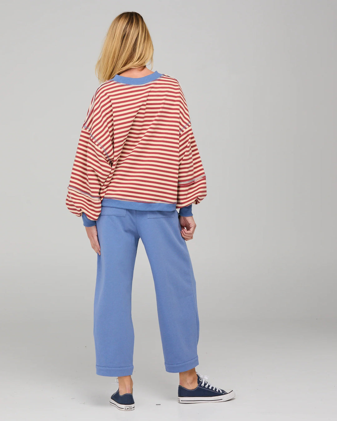 Guru Washed Sweater | Maroon Stripe