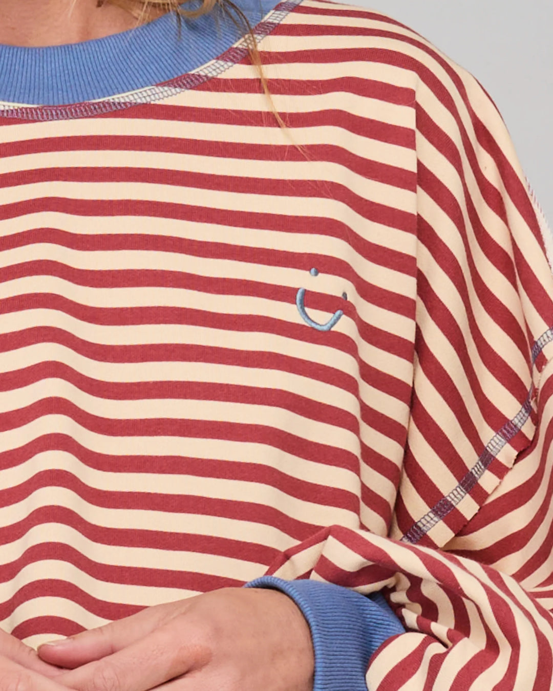 Guru Washed Sweater | Maroon Stripe