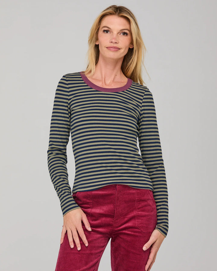 Bellissimo Stripe L/S Stripe | Navy/Khaki